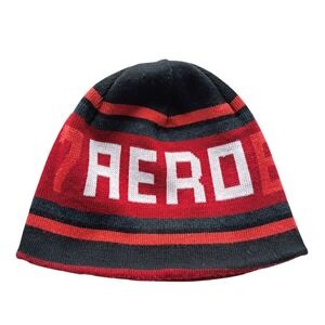 Aeropostale Reversible Beanie Red Black Aero 87 Alpine Ridge Big Air Hat Y2K